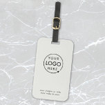 Business Logo | Grey Modern Professional Travel Luggage Tag<br><div class="desc">A simple custom grey business luggage tag template in a modern minimalist style which can be easily updated with your company logo,  slogan and business details. #luggagetag #logo #business #travel</div>
