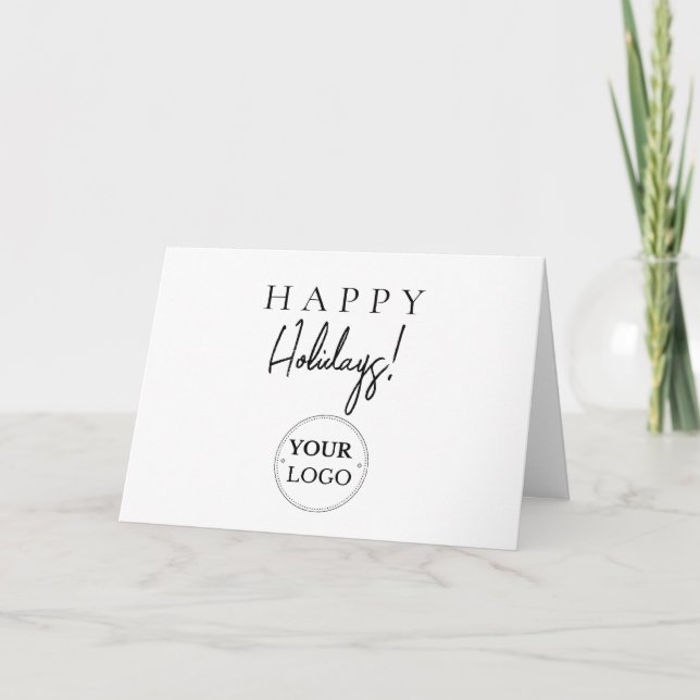 Business Logo Happy Holidays Minimalistic Holiday Card (Front)