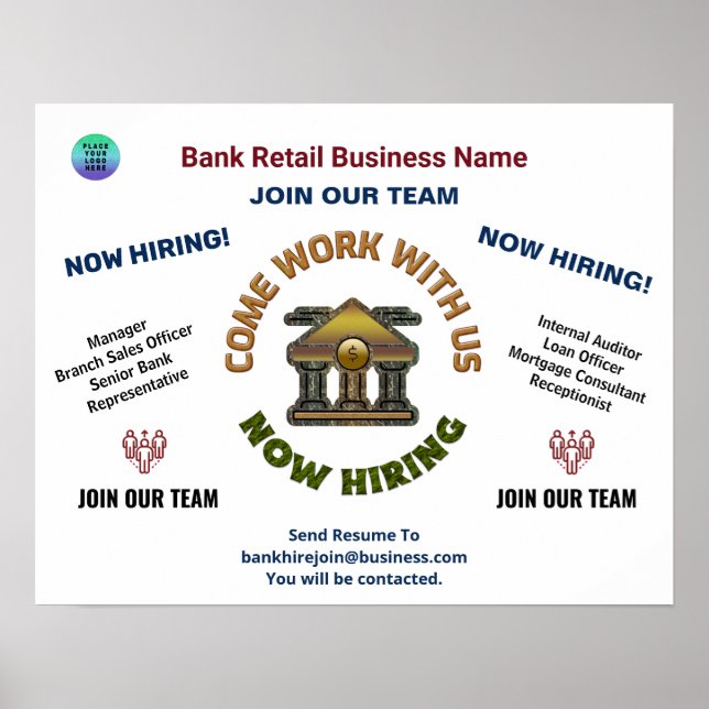 Business Logo Help Wanted Hiring Custom Sign  (Front)