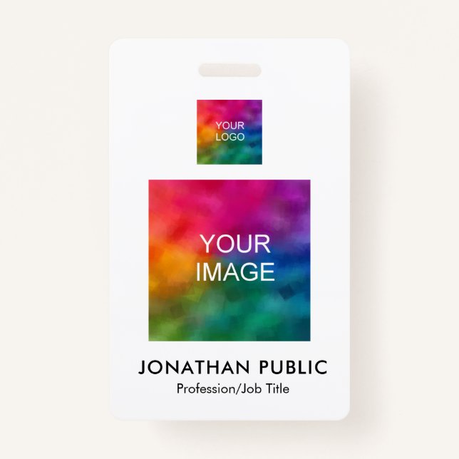 Business Logo Here Employee Photo Name And Title ID Badge (Front)