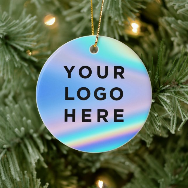 Business Logo Holographic Christmas Ceramic Tree Decoration (Tree)