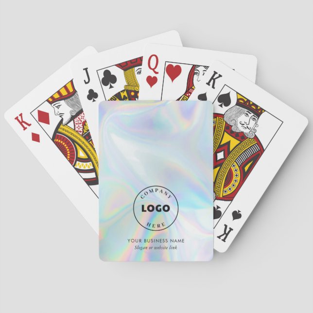 Business Logo Holographic Corporate Customers Swag Playing Cards (Back)