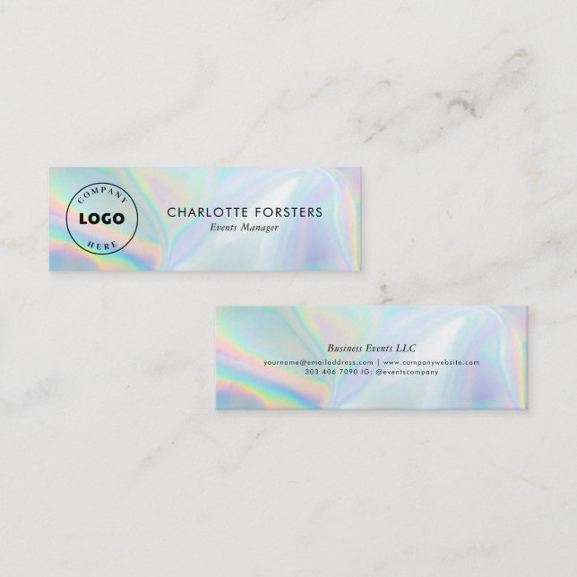 Business Logo Holographic Corporate Employee Mini Business Card (Front/Back)