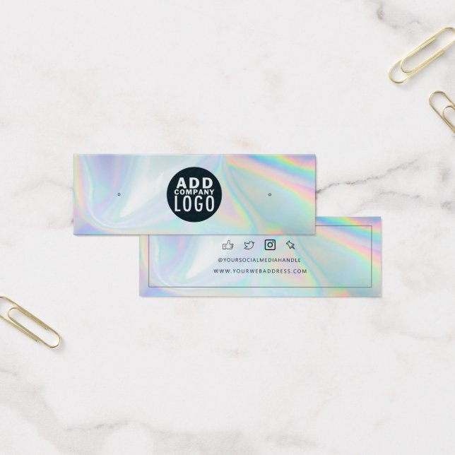 Business Logo Holographic Earrings Display Card (Office)