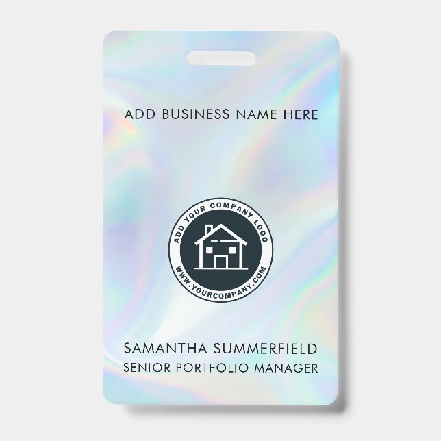Business Logo Holographic ID Company Employee Badge (Front)