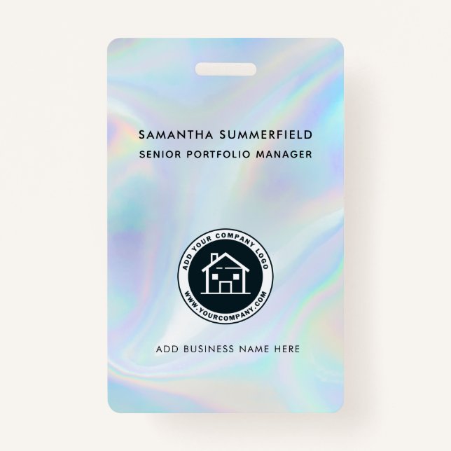 Business Logo Holographic ID Company Employee ID Badge (Front)
