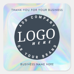 Business Logo Holographic Modern Custom Square Sticker