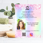 Business logo holographic photo qr code instagram flyer<br><div class="desc">Personalise and add your business logo,  name,  address,  your text,  photo,  your own QR code to your instagram account. Blush pink,  purple,  rose gold,  mint green,  holographc bacground decorated with faux glitter sparkles.</div>