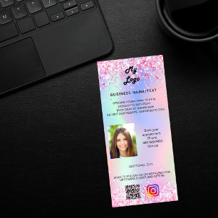 Business logo holographic photo qr code instagram rack card