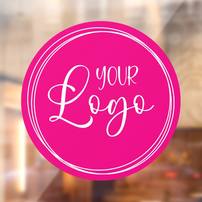 Business Logo Hot Pink Circle Window Cling (Sheet 2)