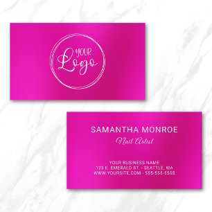 Business Logo Hot Pink Ombre Nail Artist Card