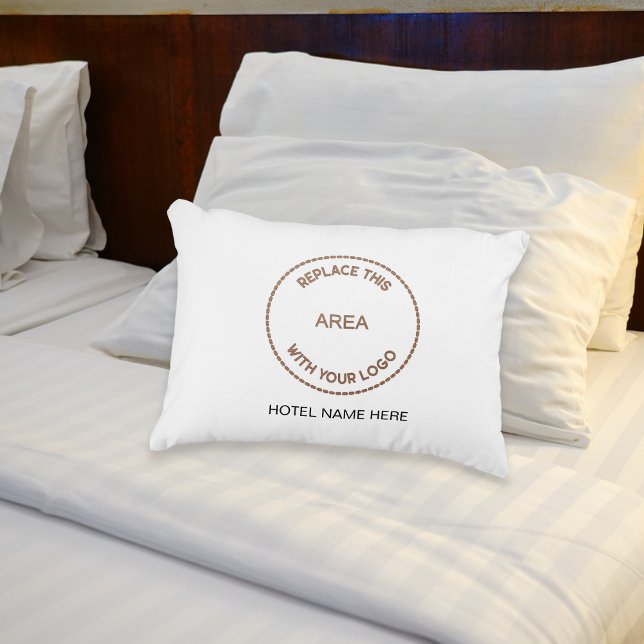 Business Logo Hotel Guest House Name White Decorative Cushion (Creator Uploaded)