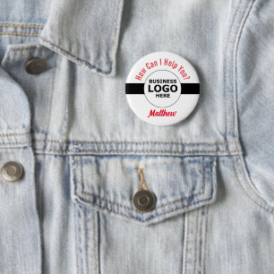 Business Logo How Can I Help You Employee Name 6 Cm Round Badge