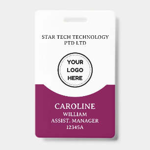 Business Logo Image Simple Worker Company Name Tag ID Badge