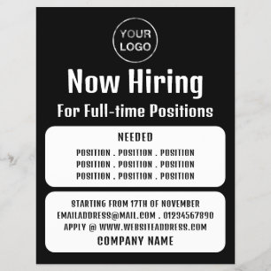 Business Logo, Job Vacancy Recruitment Advertising Flyer