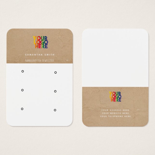 Business Logo Kraft Stud Earring Display Card (Front & Back)