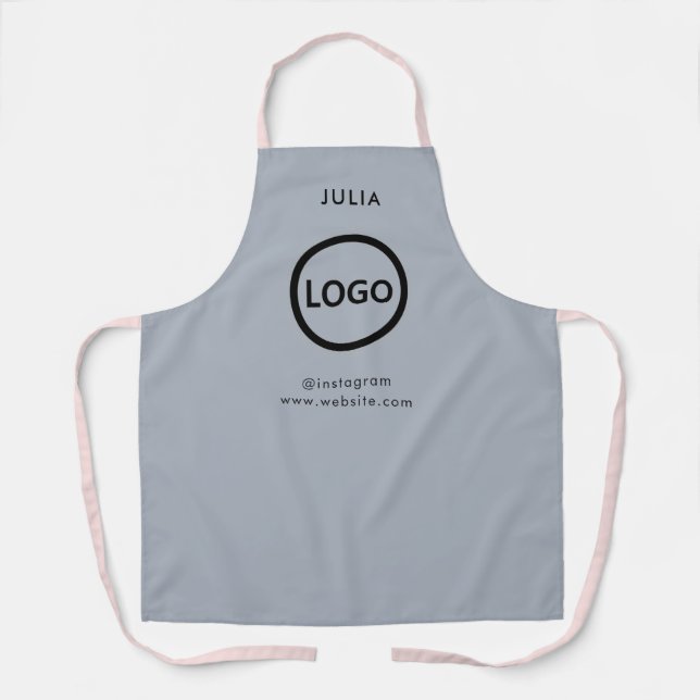 Business Logo Light Grayish Employee Staff Name Apron (Front)