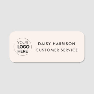 Business Logo   Light Pink Custom Employee Staff Name Tag