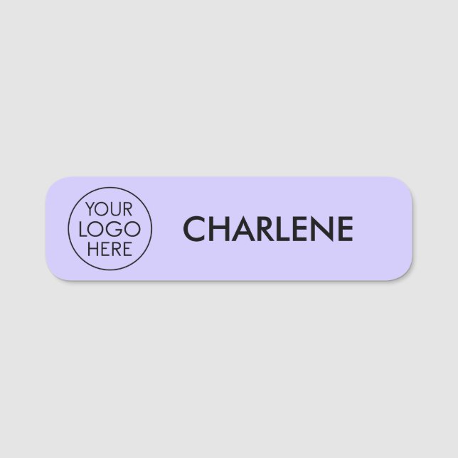Business Logo |  Light Purple Employee  Name Tag (Front)