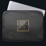 Business Logo Luxury Black Leather Personalised Laptop Sleeve<br><div class="desc">Luxury Black Leather Logo Personalised Business design. Matching products can be found in Luxury Leather Business collection.</div>