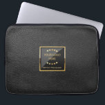 Business Logo Luxury Black Leather Personalised Laptop Sleeve<br><div class="desc">Luxury Black Leather Logo Personalised Business design. Matching products can be found in Luxury Leather Business collection.</div>