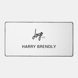Business Logo Luxury Corporate White Desk Mat