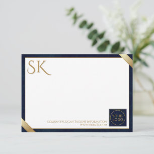 Business Logo Luxury Navy Leather  Card