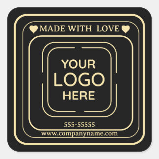 Business Logo "Made With Love" Square Sticker