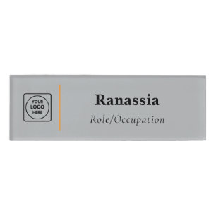 Business Logo Magnetic Silver name tags
