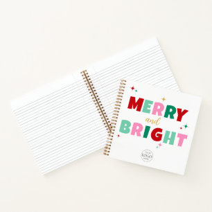 Business Logo Merry & Bright Colorful Font Gift Notebook