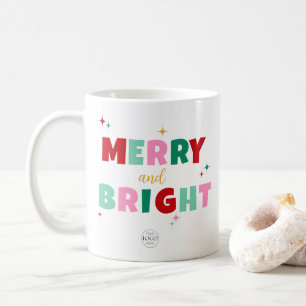 Business Logo Merry & Bright Colourful Typography Coffee Mug