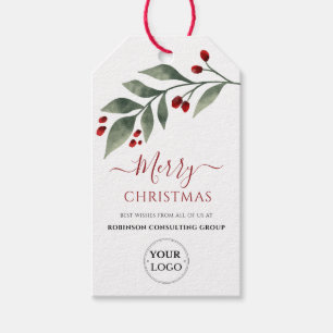 Business Logo Merry Christmas Company Festive Gift Tags