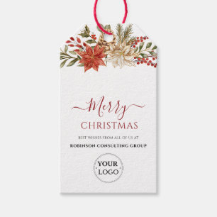 Business Logo Merry Christmas Company Festive Gift Tags