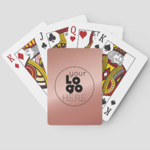 Business Logo Metallic Rose Gold Playing Card Set