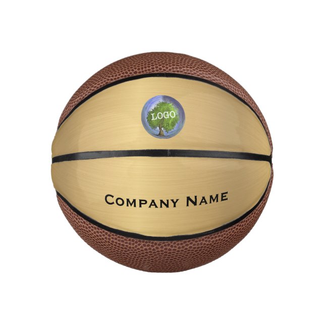 Business Logo Mini Gold Mini Basketball (Front)
