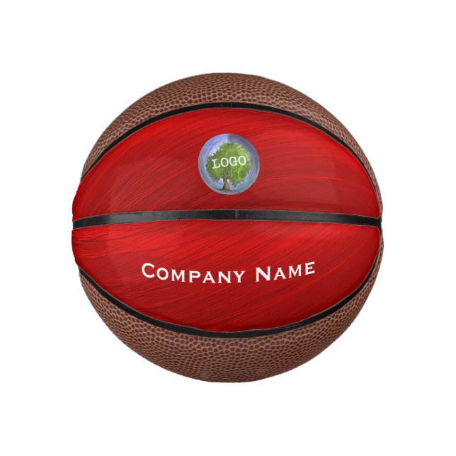 Business Logo Mini Red Mini Basketball (Front)