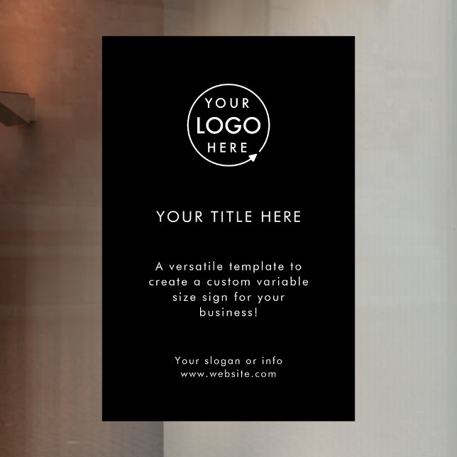 Business Logo | Minimal Black Stylish Promotional Window Cling (Creator Uploaded)