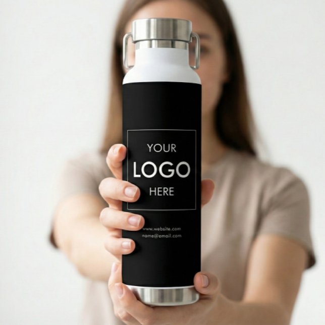 Business Logo Minimal Black Water Bottle (Creator Uploaded)