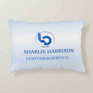 Business Logo Minimal blue Employee Staff Decorative Cushion