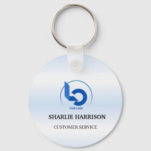 Business Logo Minimal blue Employee Staff Key Ring