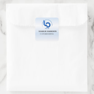 Business Logo Minimal blue Employee Staff Square Sticker