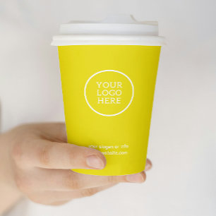 Business Logo Minimal Business Yellow Paper Cups