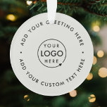 Business Logo Minimal Professional Gray Christmas Ornament<br><div class="desc">Simple,  stylish custom gray business logo round christmas ornament in a modern minimalist style. You can easily add your company logo and custom text (eg. happy holidays or merry christmas) for the perfect holiday promotional favor with a corporate professional feel. #logo #business #christmas #ornament</div>