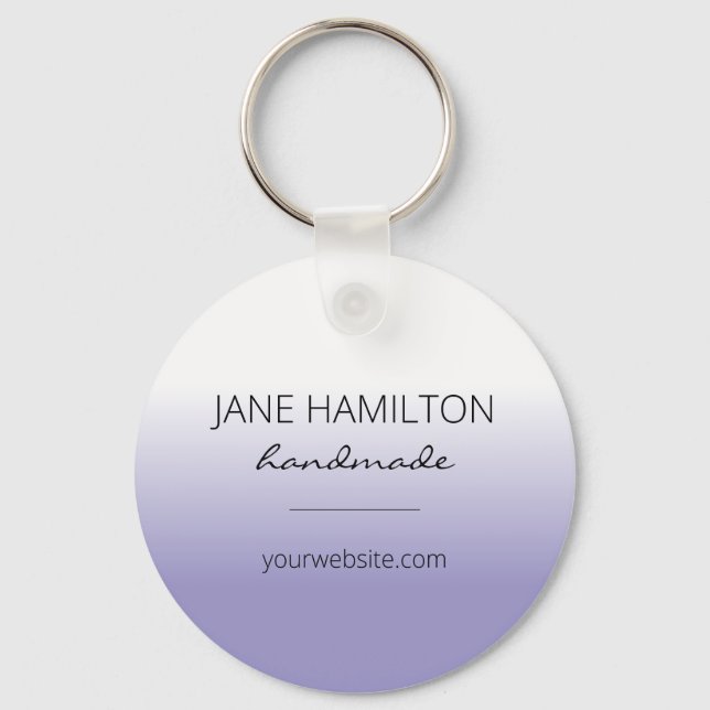 Business Logo Minimal Simple Purple Keychain (Back)