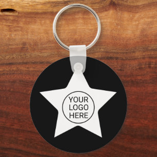 Business Logo Minimal Star Professional Black Key Ring