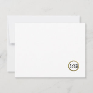 Business Logo Minimal White Flat Note Card