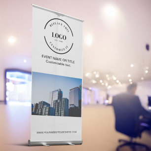 Business Logo Minimalist Professional Custom Photo Retractable Banner