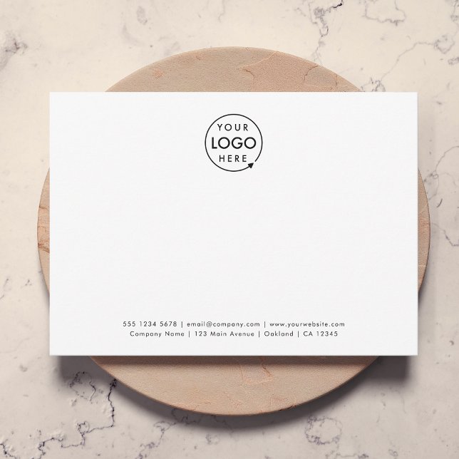 Business Logo | Minimalist Professional White Card (Modern minimalist horizontal business branded note card by Guava - clean, simple, and professional.)