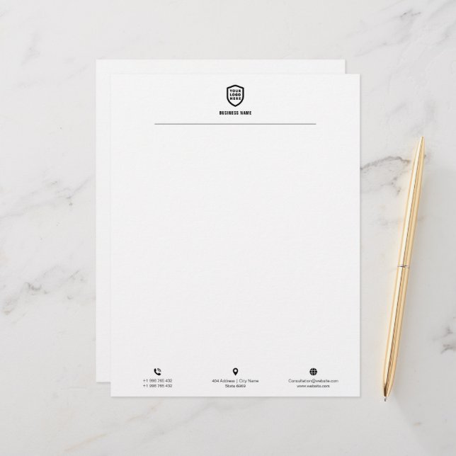 Business Logo | Minimalist Simple Clean Custom Letterhead (Front/Back In Situ)