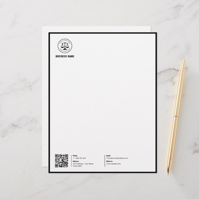 Business Logo | Minimalist Simple Clean  Custom Letterhead (Front/Back In Situ)